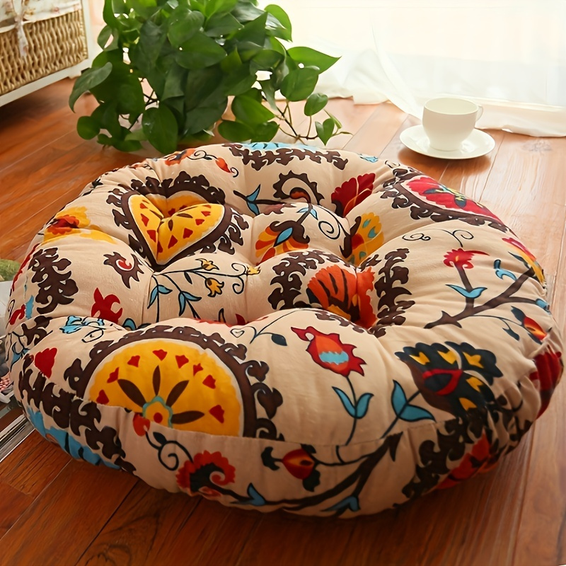 Meditation Cushion Zafu - ラウンドフロアクッション枕厚みのある畳ヨガマット瞑想用洗濯機で洗えるシートクッションオフィススリーピングマット