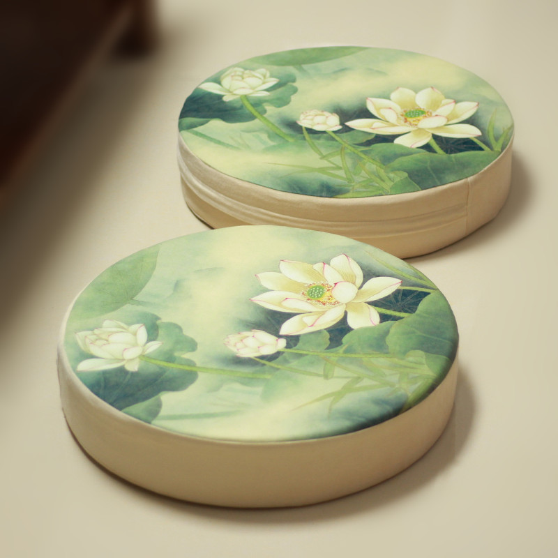 Meditation Cushion Zafu - 中国式布団/取り外し可能な畳シート瞑想パッドヨガパッド/厚手クッション麻シート枕マット/座布団