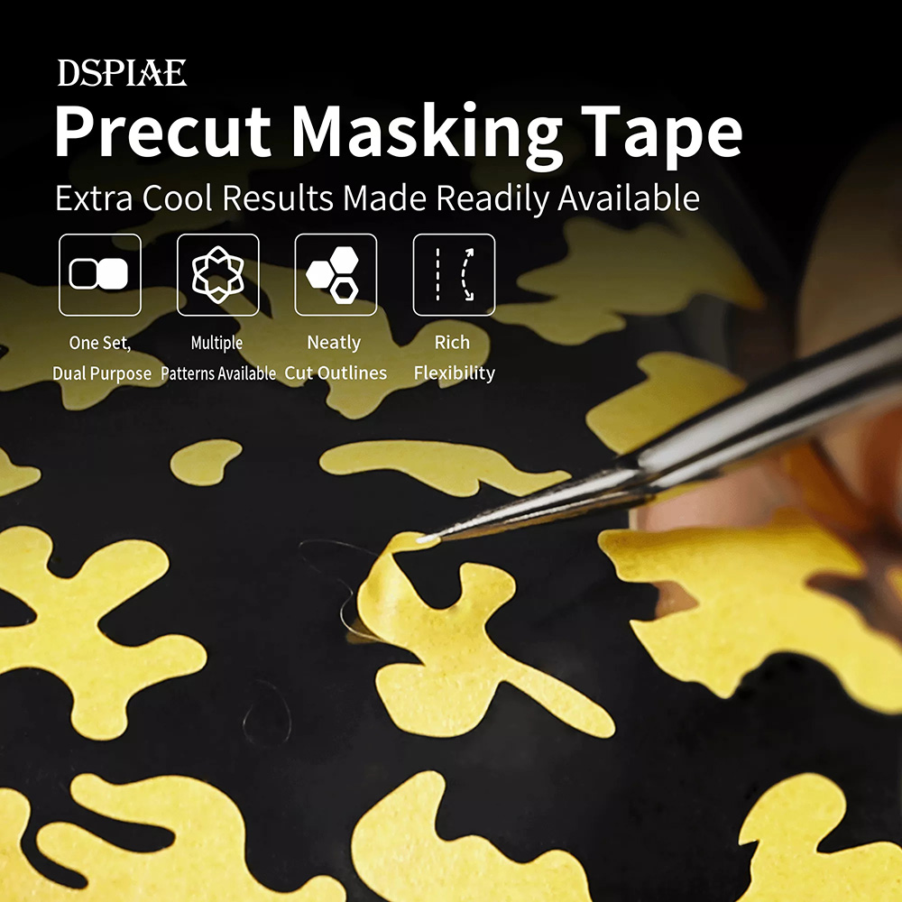 Sports Taping Precut - DSPIAE デジタル迷彩バグ迷彩六角プレカットマスキングテープ軍用機戦車モデル