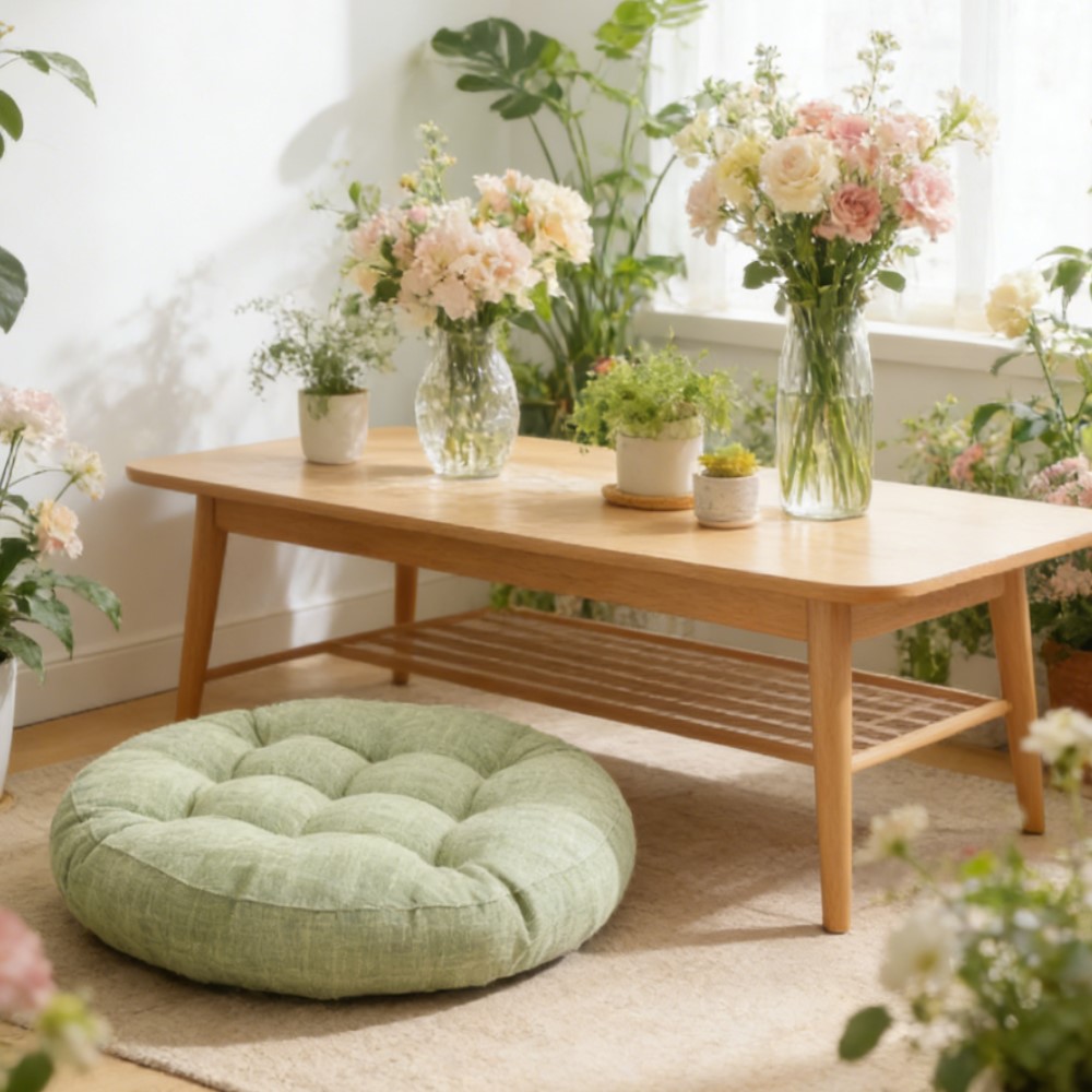 天然リネンラウンドフロアピローシートクッション厚手タフテッド - Meditation Cushion Zafu のレビューと価格